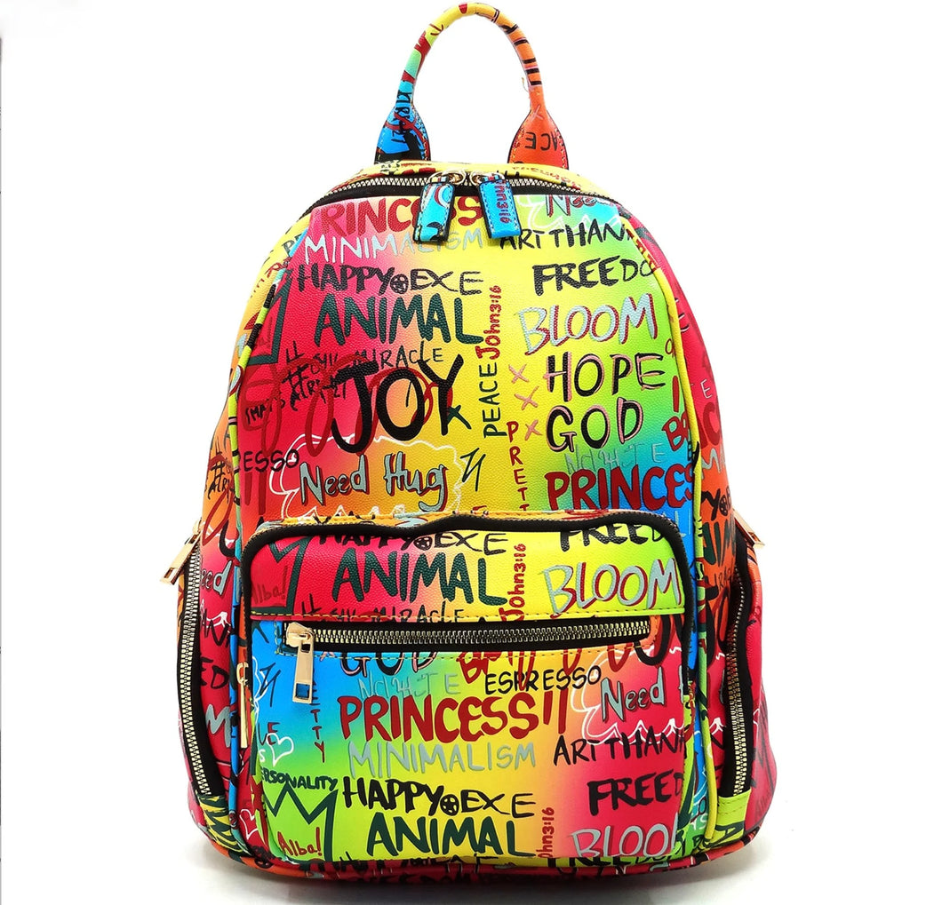 Multi Graffiti Backpack