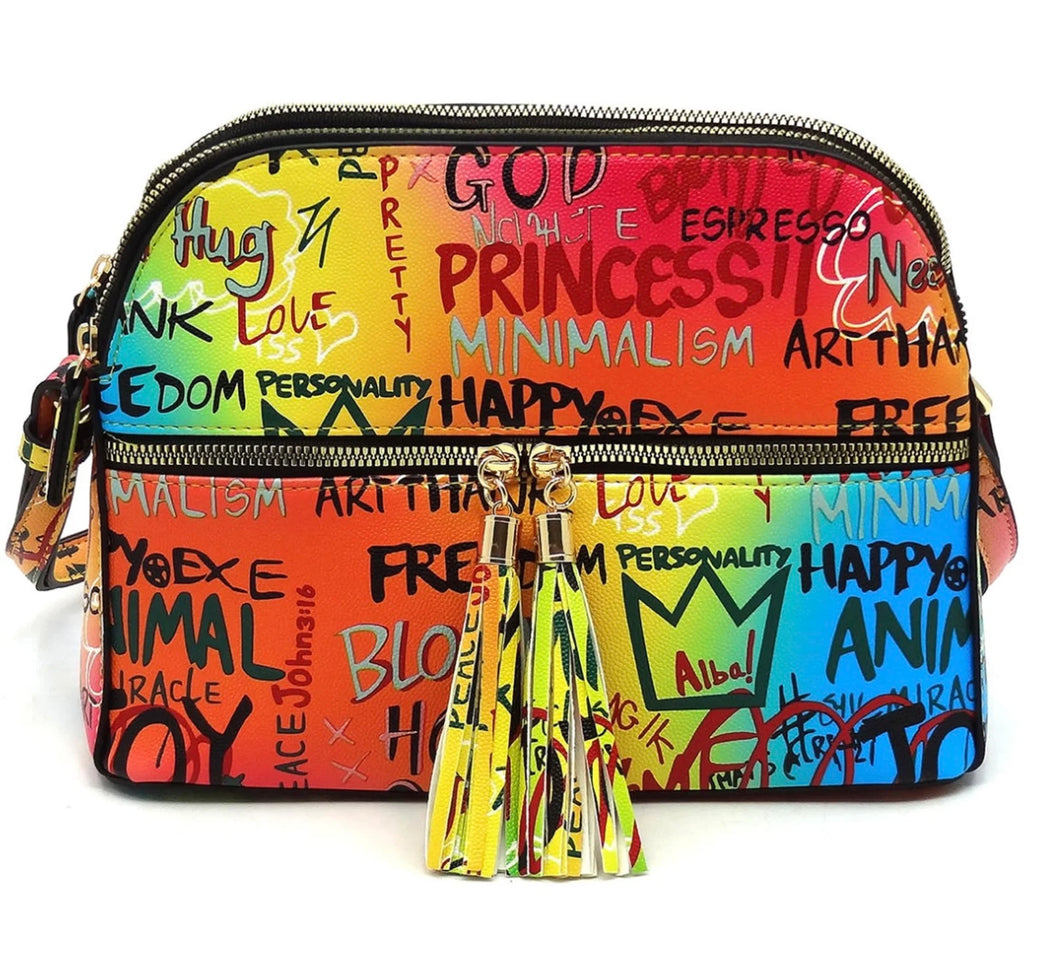 Multi Graffiti Crossbody Bag