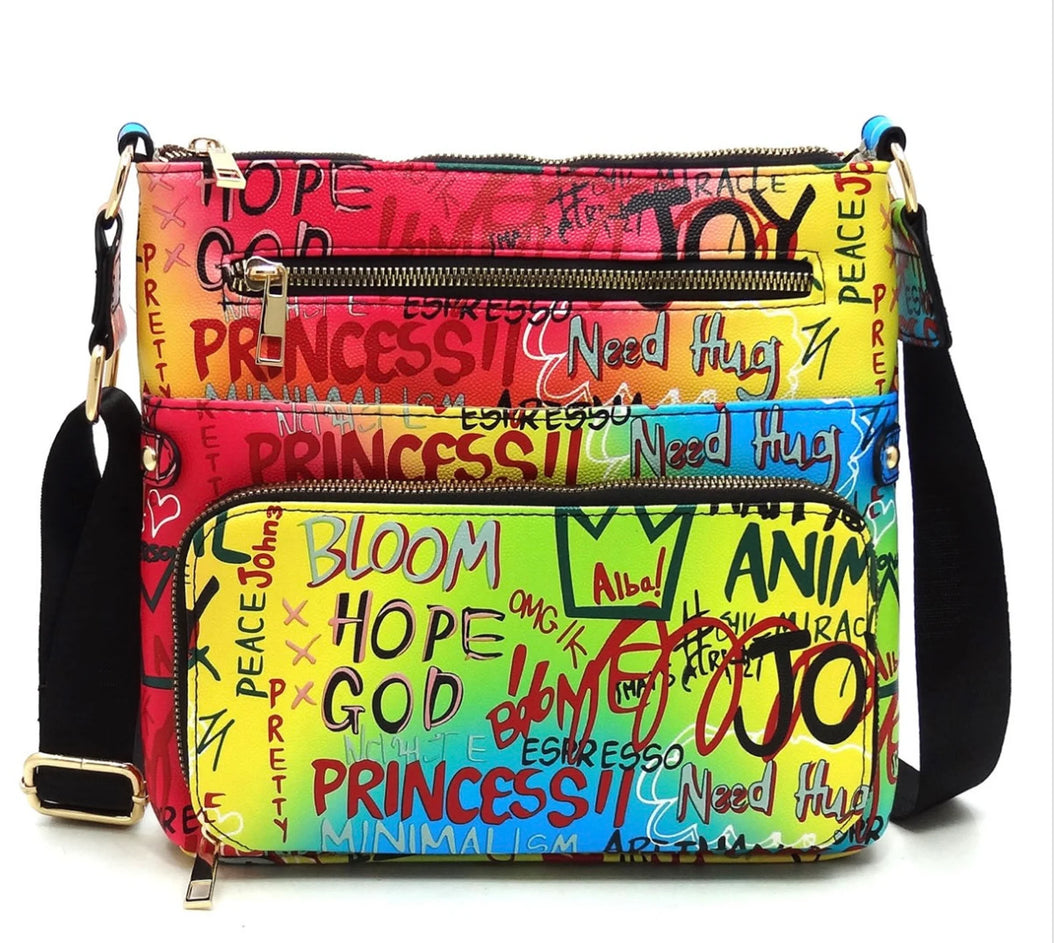 Multi Graffiti Crossbody Bag