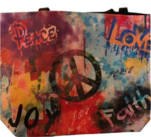 Load image into Gallery viewer, Peace, Love Faith &amp; Joy Tote Bag
