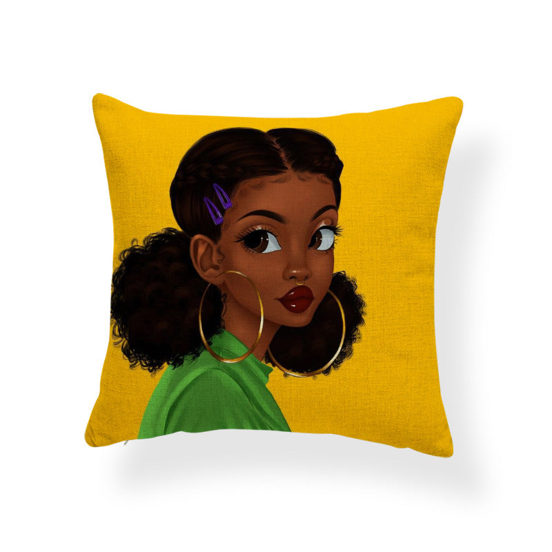 Afro Puffs and Hoops Pillow Cover